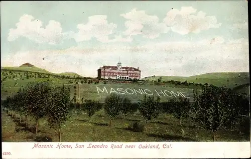 Ak San Leandro, Kalifornien, USA, Freimaurerheim