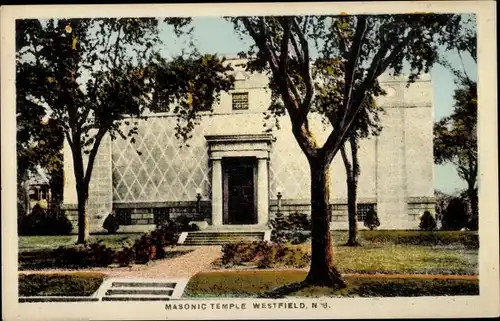 Ak Westfield New Jersey USA, Freimaurertempel