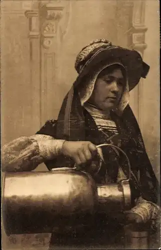 Ak Laitiere Flamande, belgisches Milchmädchen, Tracht