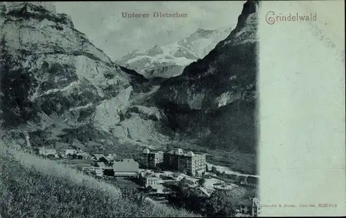 Mondschein Ak Grindelwald Kanton Bern, Panorama, Unterer Gletscher