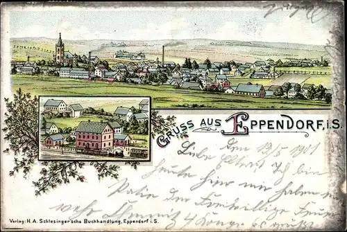 Litho Eppendorf in Sachsen, Bahnhof, Panorama