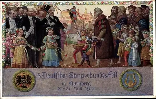 Künstler Ak Nürnberg in Mittelfranken, 8. Deutsches Sängerbundesfest, 27. - 31.07.1912