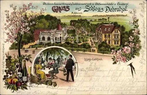 Litho Eutritzsch Leipzig in Sachsen, Schloss Debrahof, Obstweinschänke, Konditorei