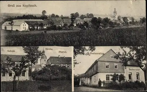 Ak Kopitzsch Meisitz in Thüringen, Restaurant, Schule, Kirche, Pfarrei