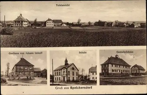 Ak Speichersdorf in Oberfranken, Gasthaus, Schule, Gemeindehaus