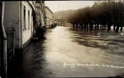 Foto Ak Kronach im Frankenwald Bayern, Obere Wasserstraße, Hochwasser 11.01.1920