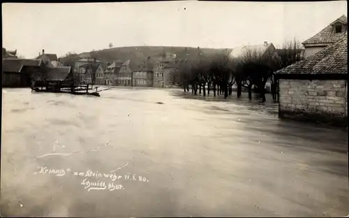Foto Ak Kronach im Frankenwald Bayern, Am Steinwehr, Hochwasser 11.01.1920