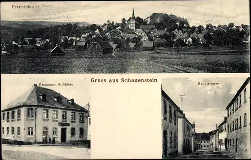 Ak Schauenstein im Frankenwald, Gesamtansicht, Restaurant Ströhlein, Hauptstraße