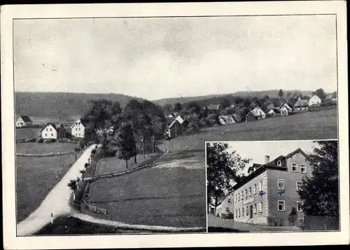 Ak Lippertsgrün Naila in Oberfranken, Gasthaus Hans Wirth, Panorama vom Ort