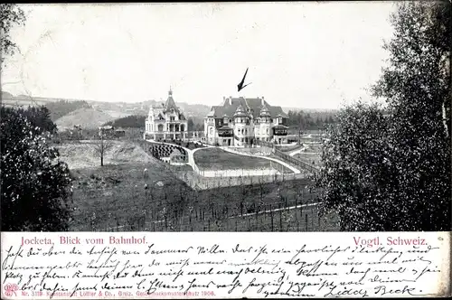 Ak Jocketa Pöhl Vogtland, Blick vom Bahnhof