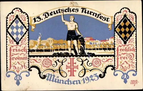Künstler Ak Suchodolski, München Bayern, 13. Deutsches Turnfest 1923