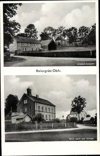 Ak Baiergrün Helmbrechts in Oberfranken, Blick nach der Schule, Teilansicht