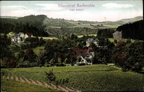 Ak Barthmühle Pöhl im Vogtland, Villenviertel