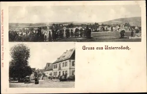 Ak Unterrodach Marktrodach in Oberfranken, Gesamtansicht, Straßenpartie