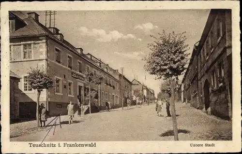 Ak Teuschnitz im Frankenwald, Untere Stadt, Straßenpartie