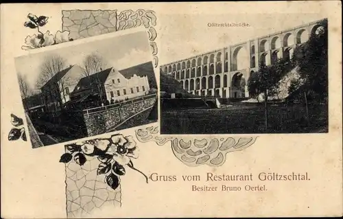 Ak Netzschkau im Vogtland, Göltzschtalbrücke, Restaurant Göltzschtal