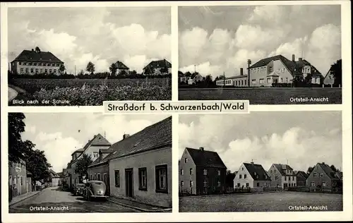 Ak Straßdorf Schwarzenbach am Wald Oberfranken, Schule, Ortsansichten