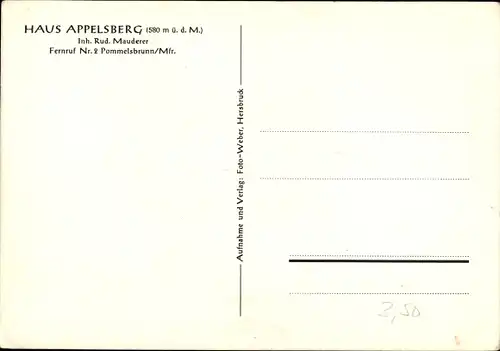 Ak Pommelsbrunn in Mittelfranken, Haus Appelsberg