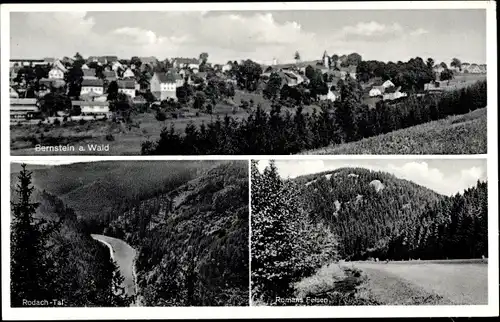 Ak Bernstein Schwarzenbach am Wald Oberfranken, Rodachtal, Romans Felsen, Panorama