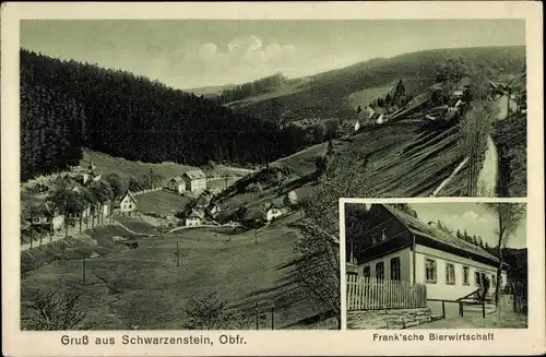 Ak Schwarzenstein Schwarzenbach am Wald Oberfranken, Panorama, Frank'sche Bierwirtschaft