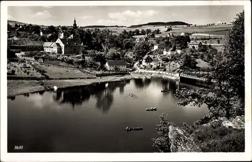 Ak Harra Rosenthal am Rennsteig, Ufer Stausee der Saaletalsperre, Blick vom Zwirbelfels