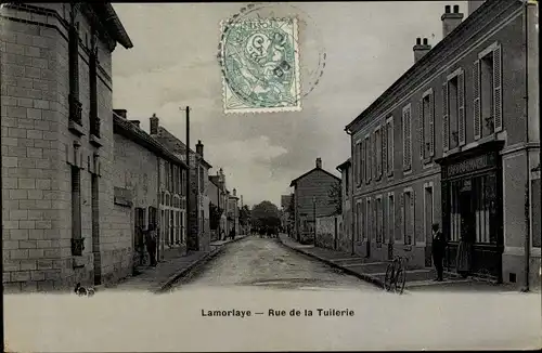 Ak Lamorlaye Oise, Rue de la Tuilerie, Cafe