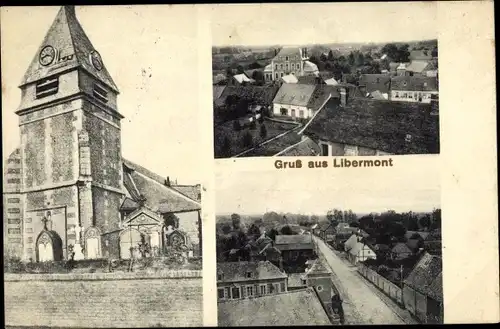 Ak Libermont Oise, Kirche, Blick auf den Ort