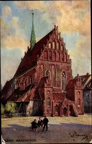 Künstler Ak Elbląg Elbing Westpreußen, Marienkirche