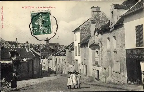 Ak Pontoise Val d'Oise, Rue Saint Martin, charcuterie