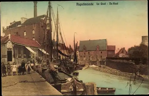 Ak Rupelmonde Kruibeke Ostflandern, der Kai