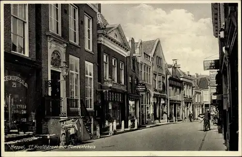 Ak Meppel Drenthe Niederlande, 1. Hoofdstraat, Rathaus