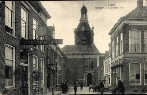 Ak Meppel Drenthe Niederlande, Groote Kerkstraat, Hotel Voorthuis