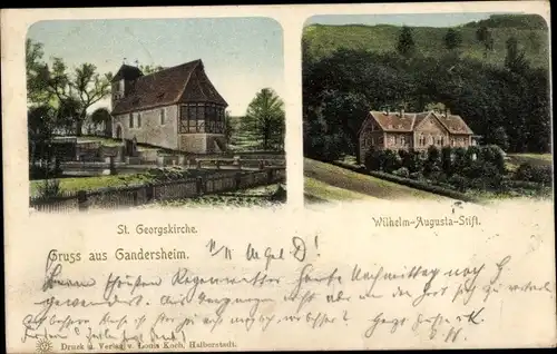 Ak Bad Gandersheim am Harz, St. Georgskirche, Wilhelm-Augusta-Stift