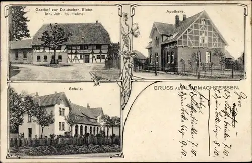 Ak Lobmachtersen Salzgitter in Niedersachsen, Gasthof zur Deutschen Eiche, Apotheke, Schule