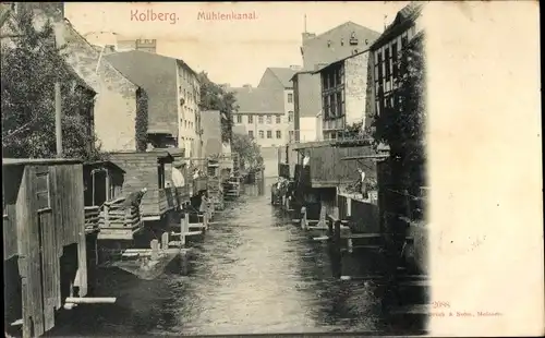 Ak Kołobrzeg Kolberg Pommern, Mühlenkanal