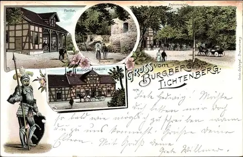 Litho Lichtenberg Salzgitter in Niedersachsen, Burgberg, Wirtschaft, Pavillon