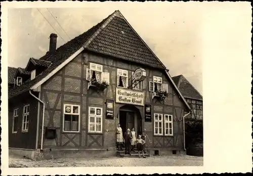 Foto Ak Gastwirtschaft gustav Braul, Reklame Lindener Pilsener