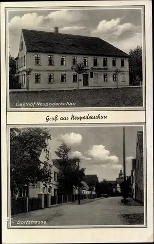 Ak Neupoderschau Meuselwitz im Altenburger Land, Gasthof, Dorfstraße