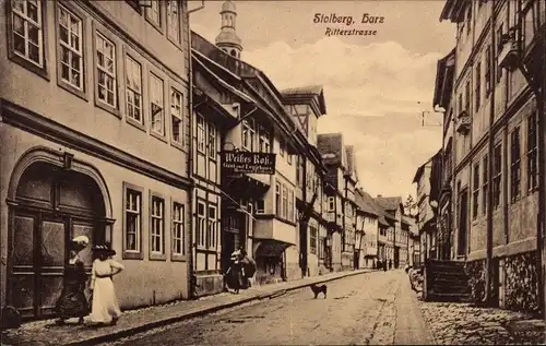 Ak Stolberg im Harz, Ritterstraße, Gasthaus Weißes Ross