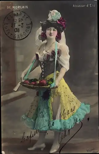 Ak Schauspielerin De Morlaix, Alcazar d'Eté, Portrait im Kleid
