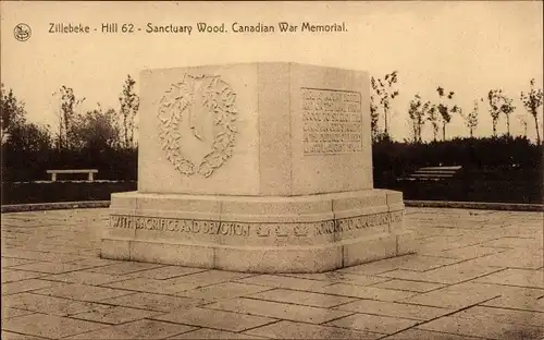 Ak Zillebeke Westflandern, Hill 62, Sanctuary Wood, Canadian War Memorial