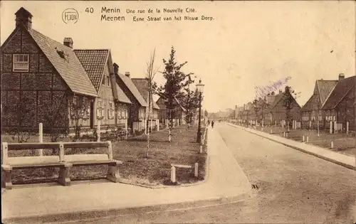 Ak Menin Menen Meenen Lys Westflandern, Une rue de la Nouvelle Cite