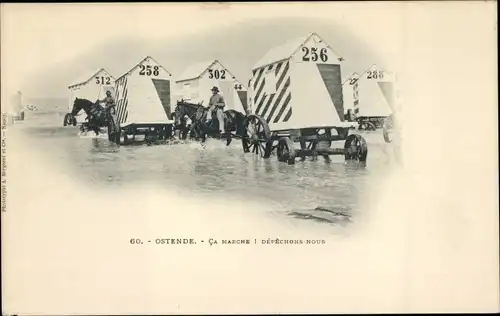 Ak Oostende Ostende Westflandern, Ca Marche, Depechons Nous, Strand