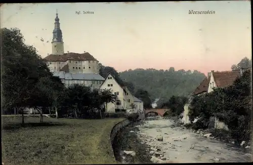 Ak Weesenstein Dohna, Schloss, Fluss, Häuser