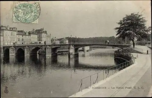 Ak Soissons-Aisne, Vieux Pont