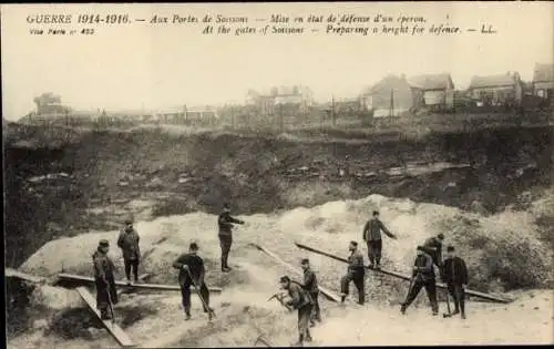 Ak Soissons-Aisne, Aufbau eines Verteidigungssporns, Krieg 1914-1915