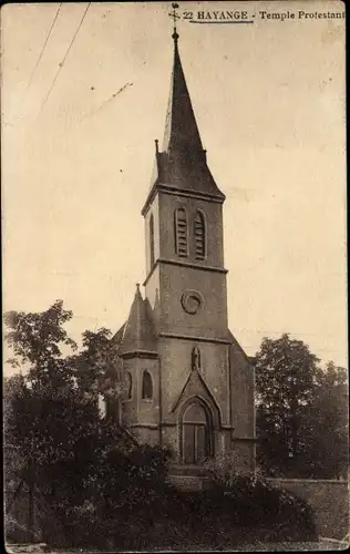 Ak Hayange Hayingen Lothringen Mosel, Protestantischer Tempel