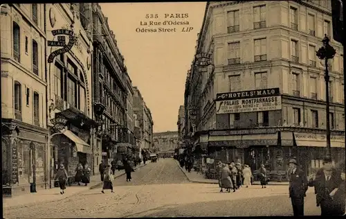 Ak Paris XIV Observatoire, Montparnasse, Rue d'Odessa, Hotel St. Malo