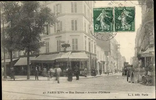 Ak Paris XIV, Rue Dareau, Avenue d'Orléans