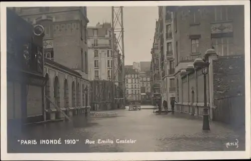 Foto Ak Paris XII Reuilly, Rue Emilio Castelar, Hochwasser 1910